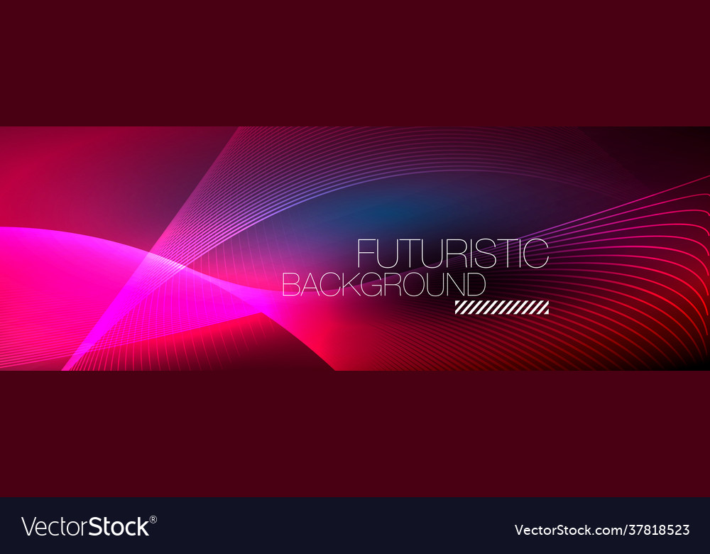 Abstract neon glowing light in dark with waves Vector Image