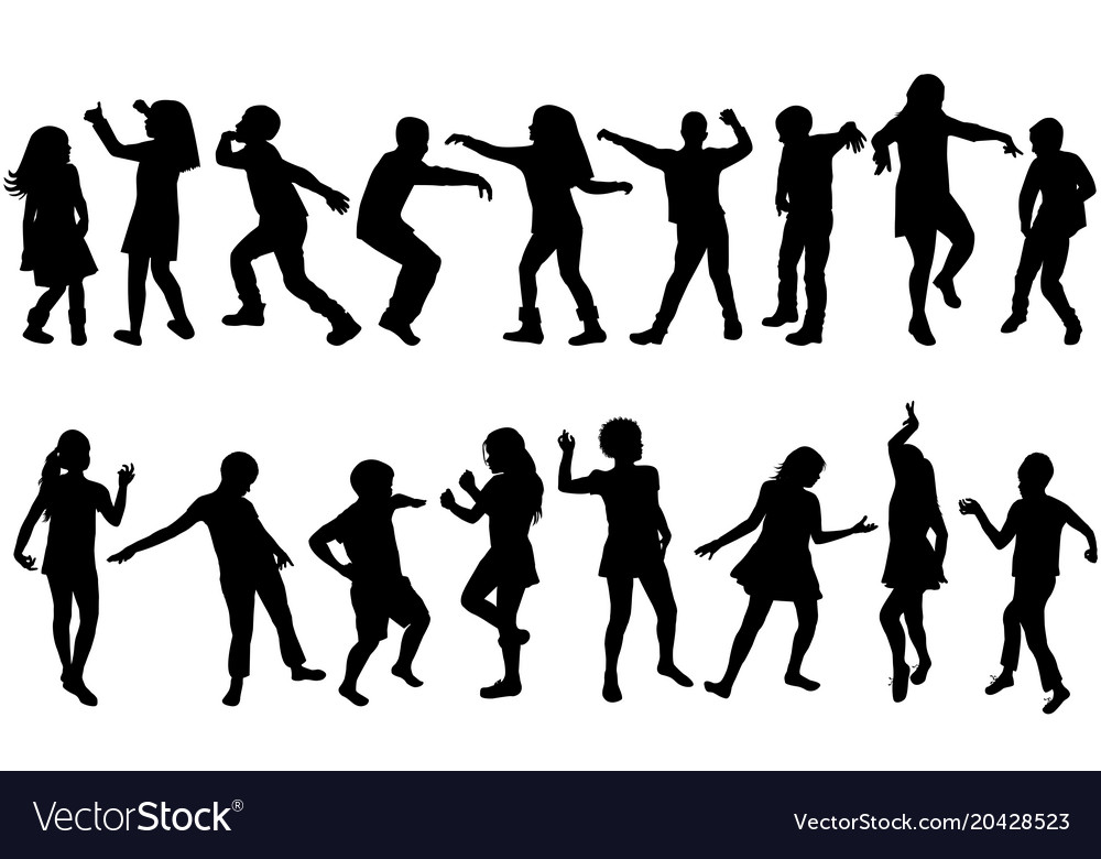 Children Silhouettes Dancing