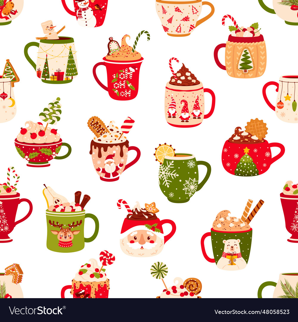 Christmas Chocolate Eggnog Drinks Pattern