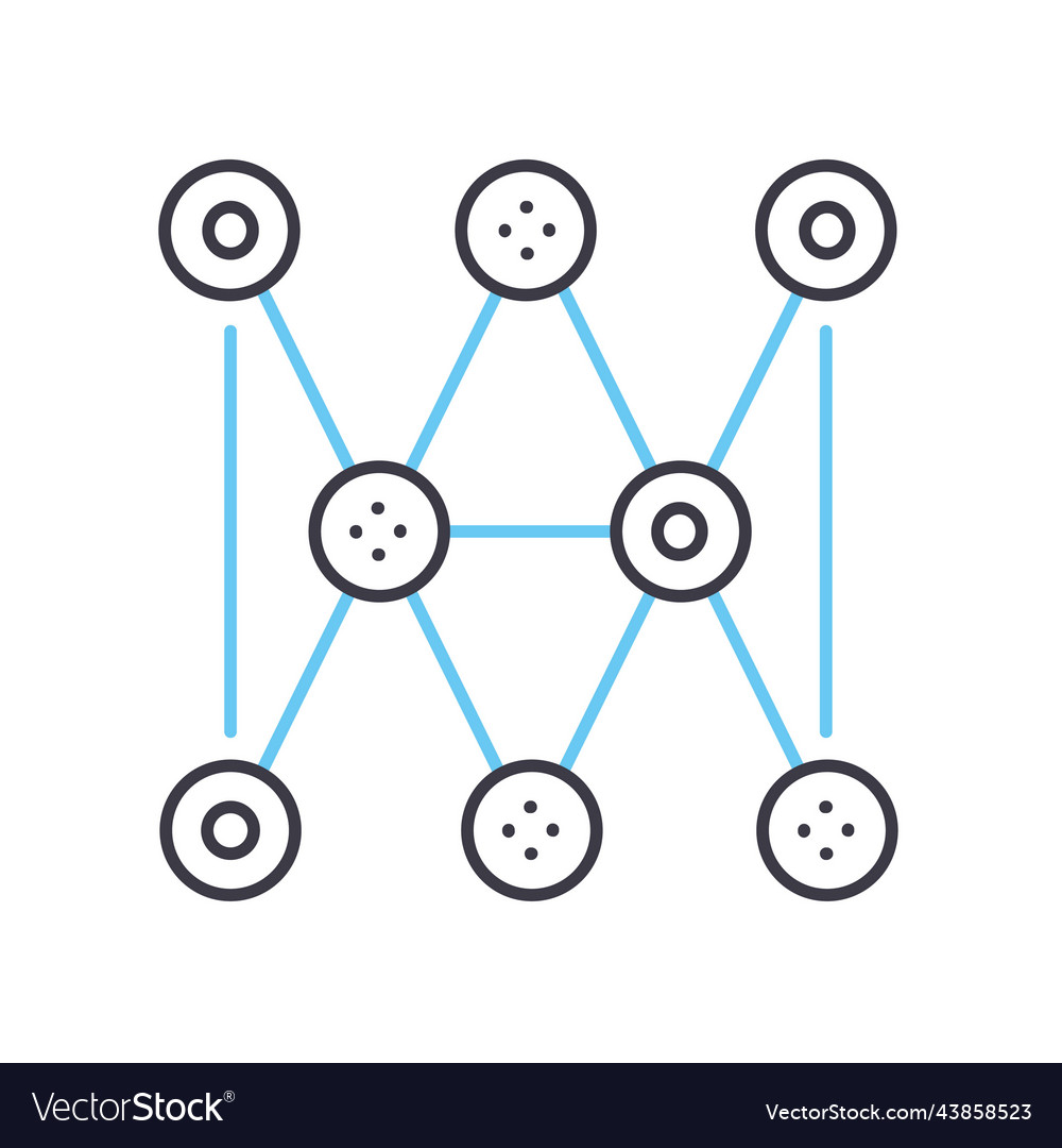 Distributed data infrastructure line icon outline vector image Distributed data infrastructure line icon outline