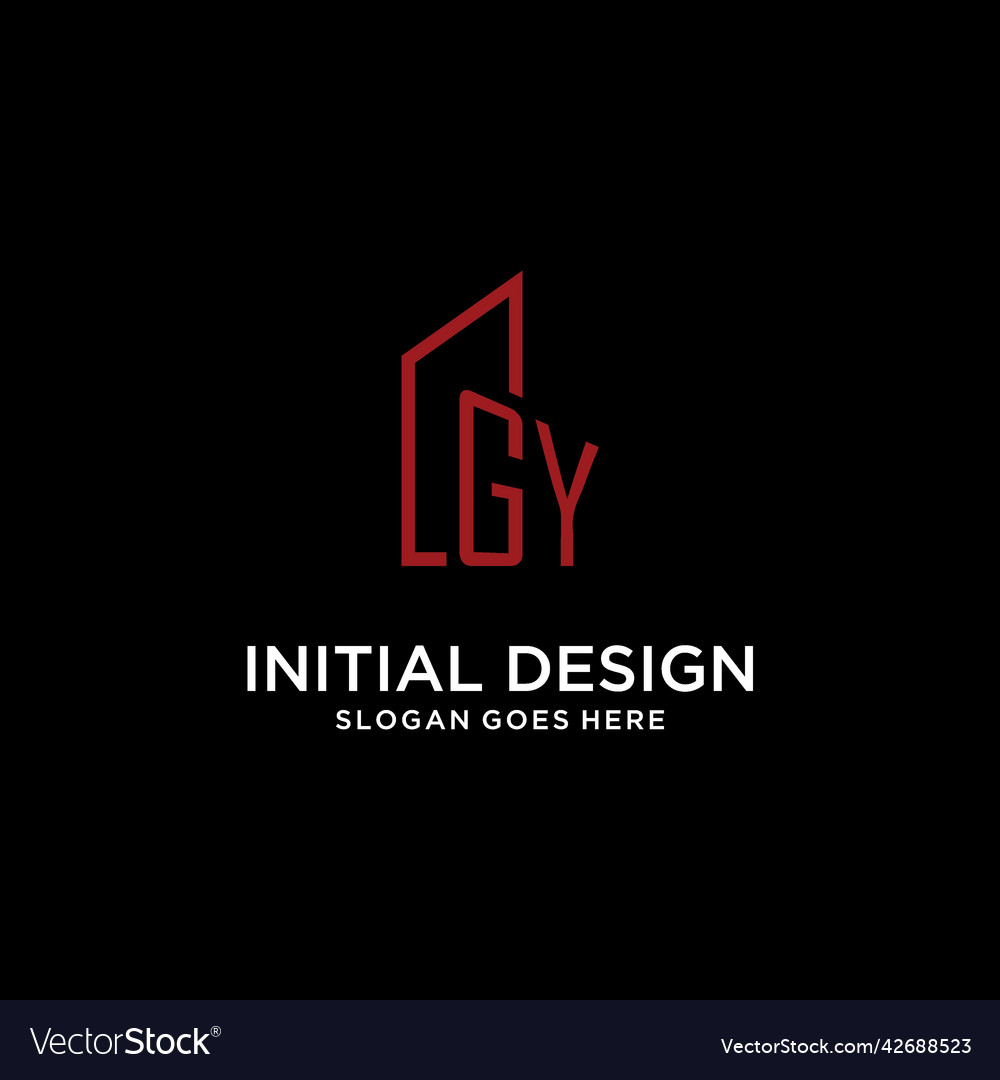Gy initial monogram with building logo design Vector Image Gy initial monogram with building logo design