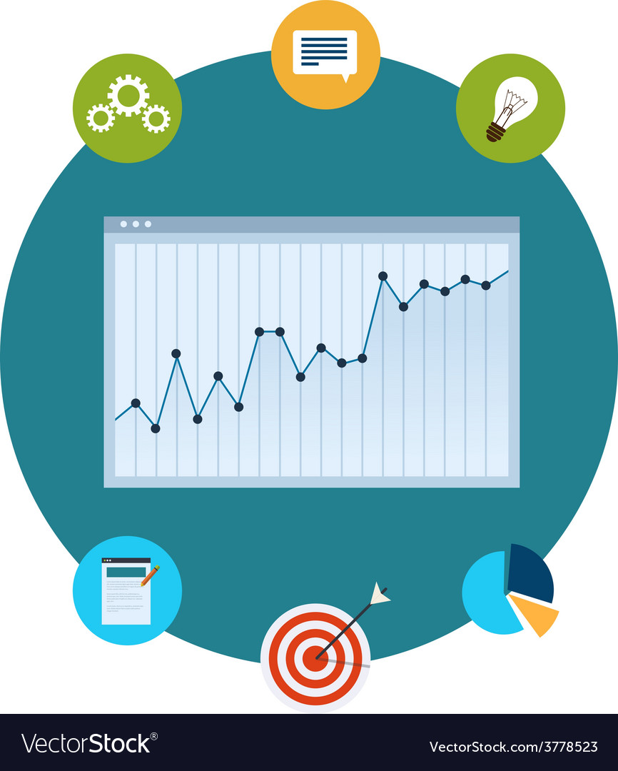 Icons of financial analytics charts and graphs