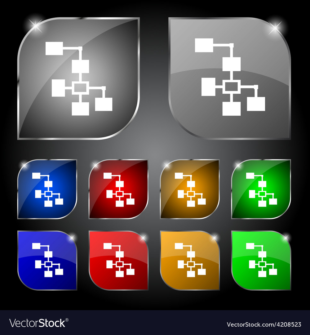 Local network icon sign set of ten colorful