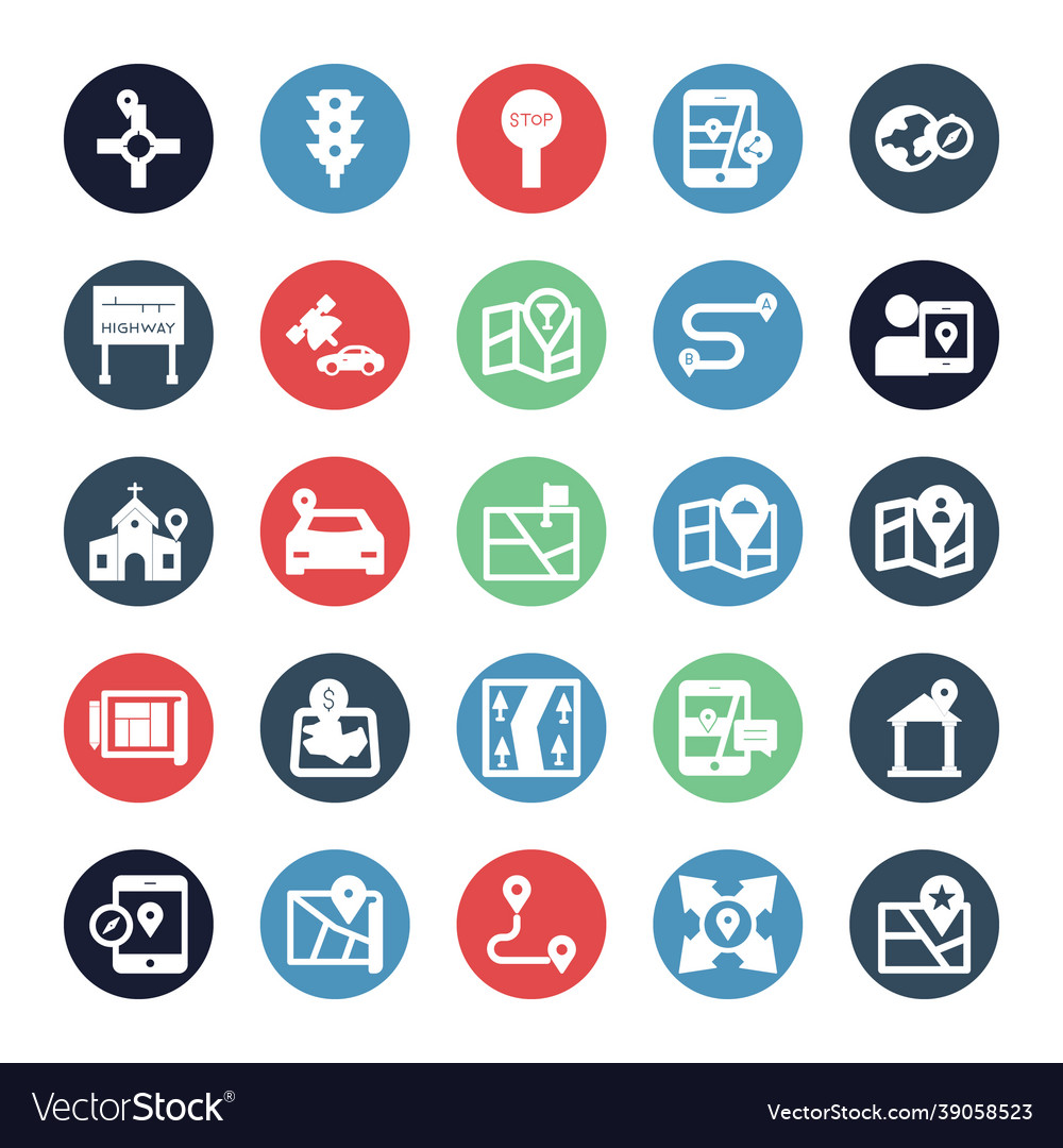 Map and navigation isolated icons set