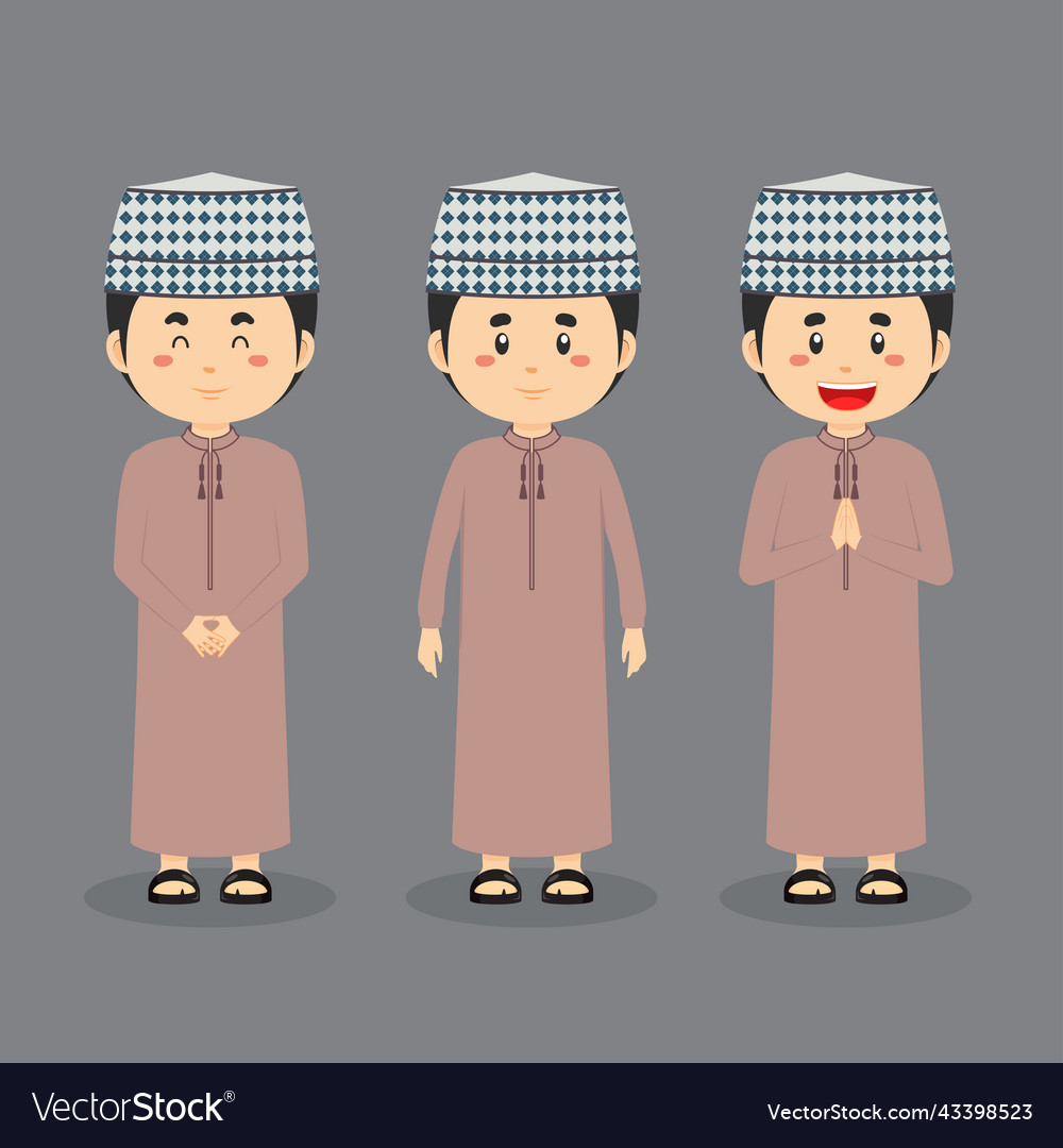 Oman character with various expression