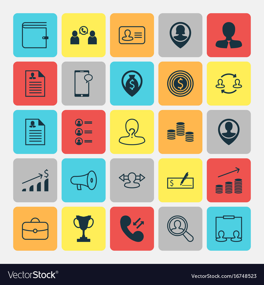 Resources icons set collection of anonymous job