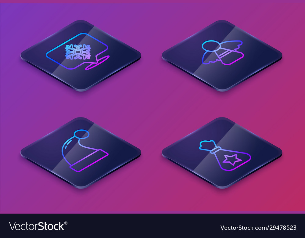 Set isometric line snowflake with speech bubble Vector Image Set isometric line snowflake with speech bubble