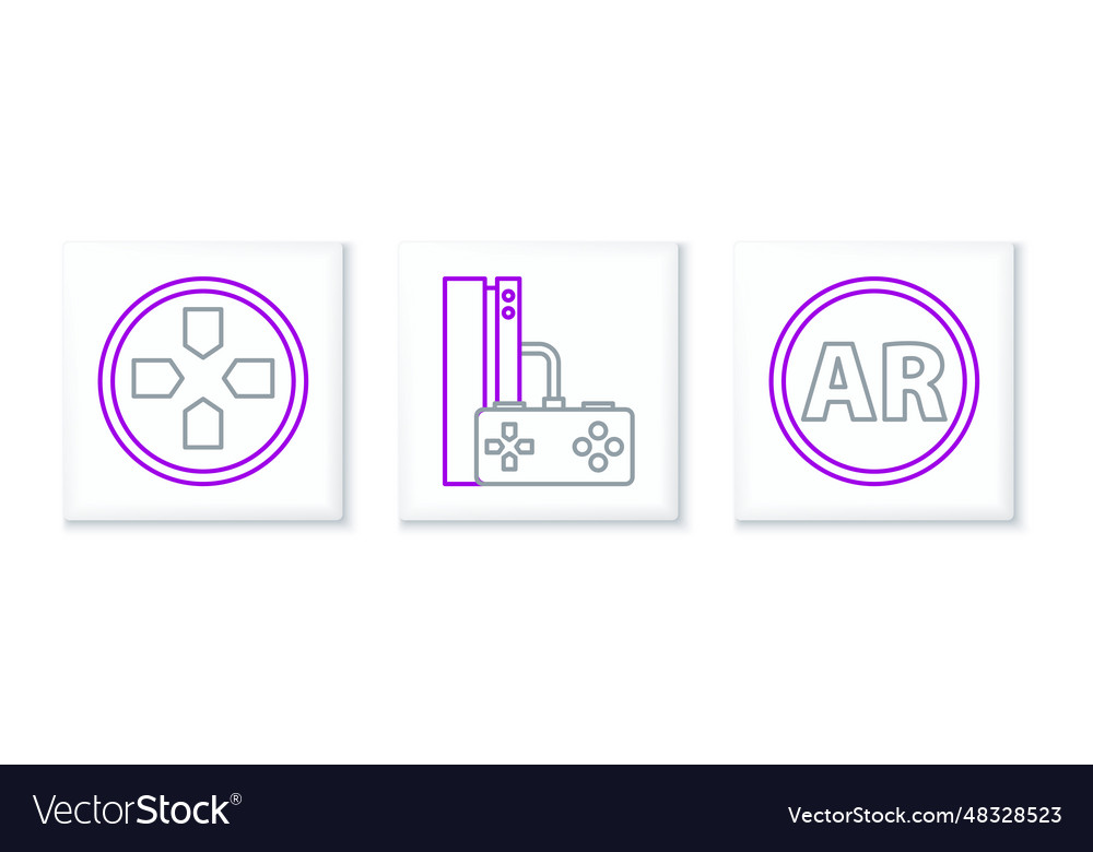 Set line ar augmented reality gamepad and console vector image Set line ar augmented reality gamepad and console