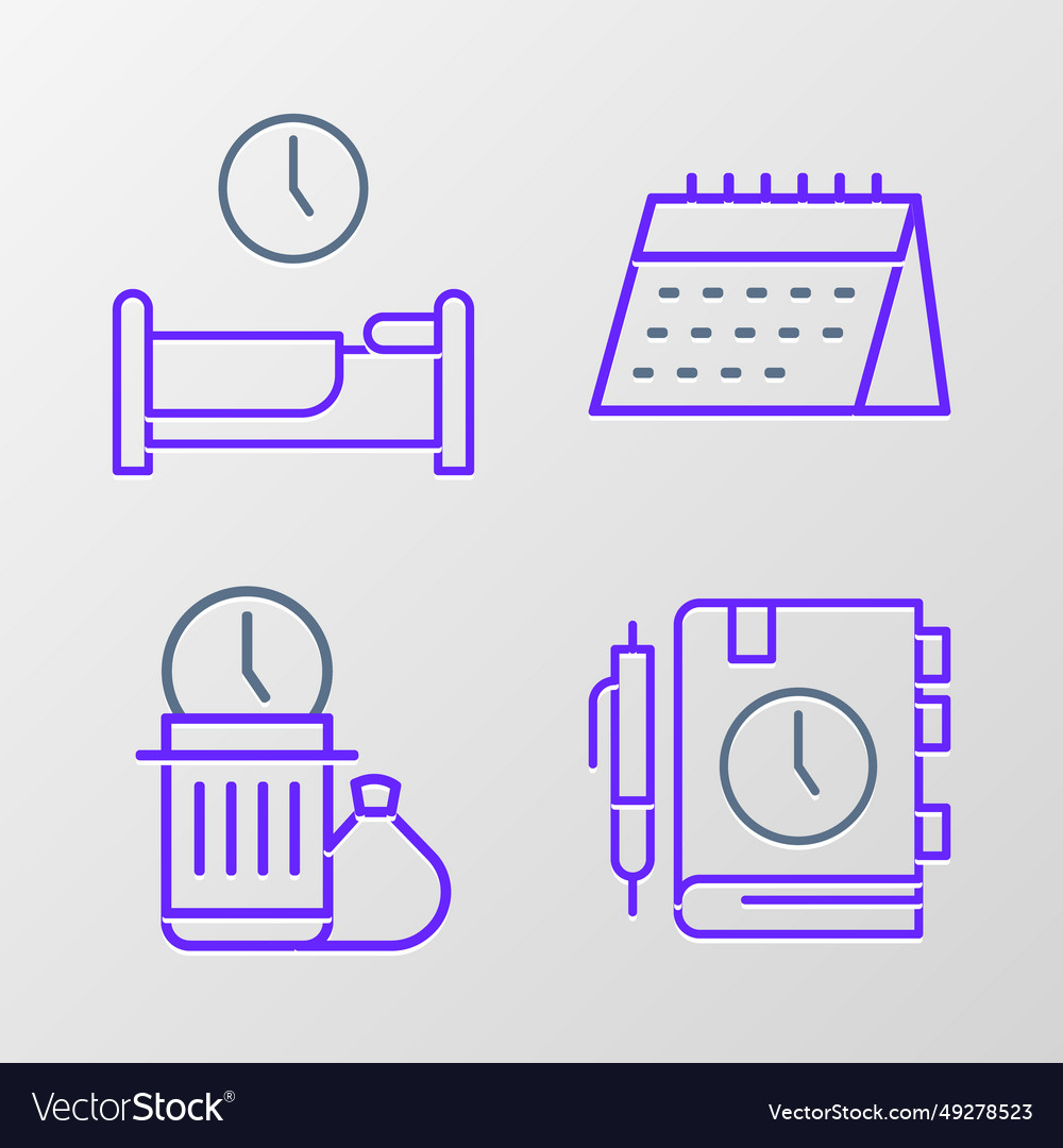 Set line daily paper notepad waste of time vector image Set line daily paper notepad waste of time
