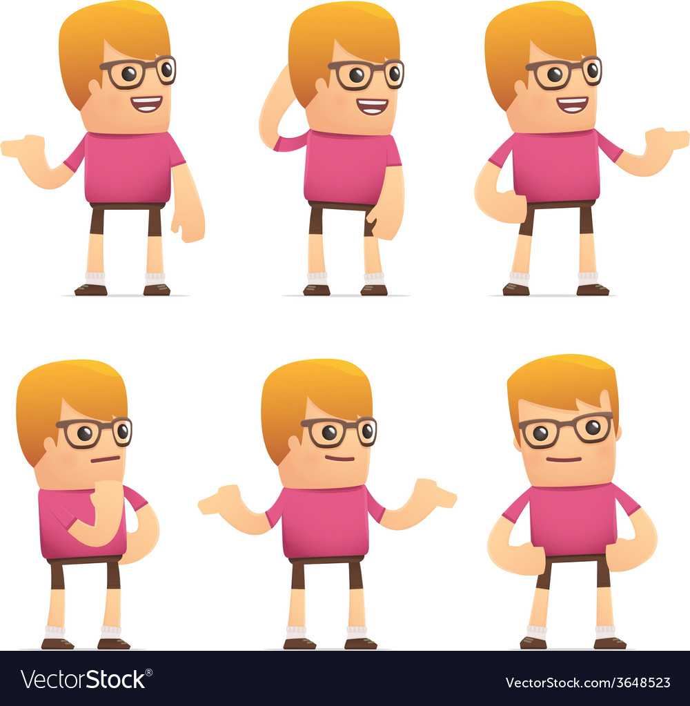 Set of dude character in different poses