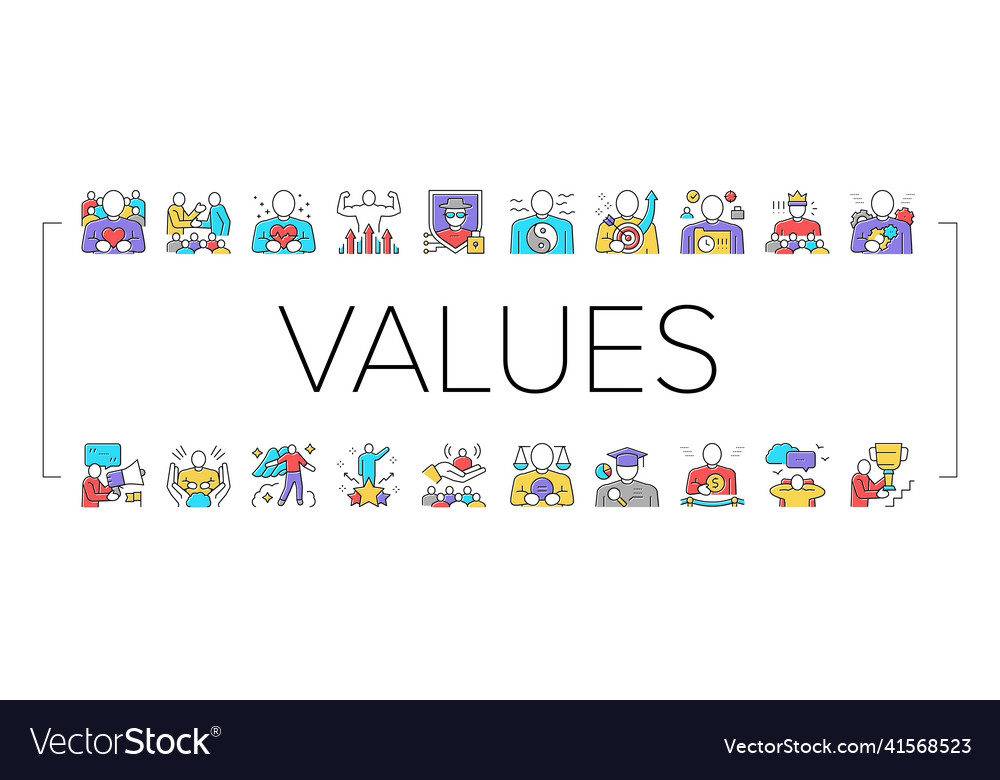Werte menschliches Leben Sammlung Icons Set vector image Werte menschliches Leben Sammlung Icons Set