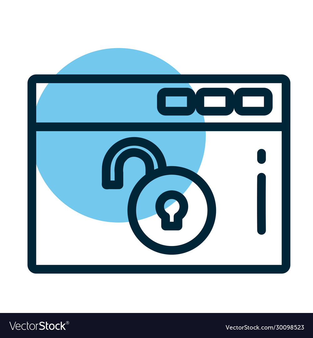 Window with open padlock line style icon