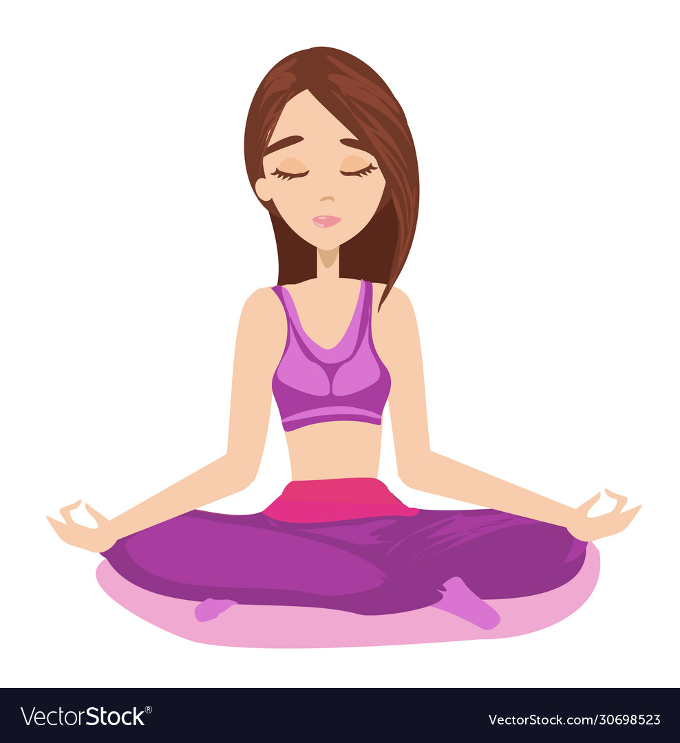 Yoga girl in lotus position Royalty Free Vector Image