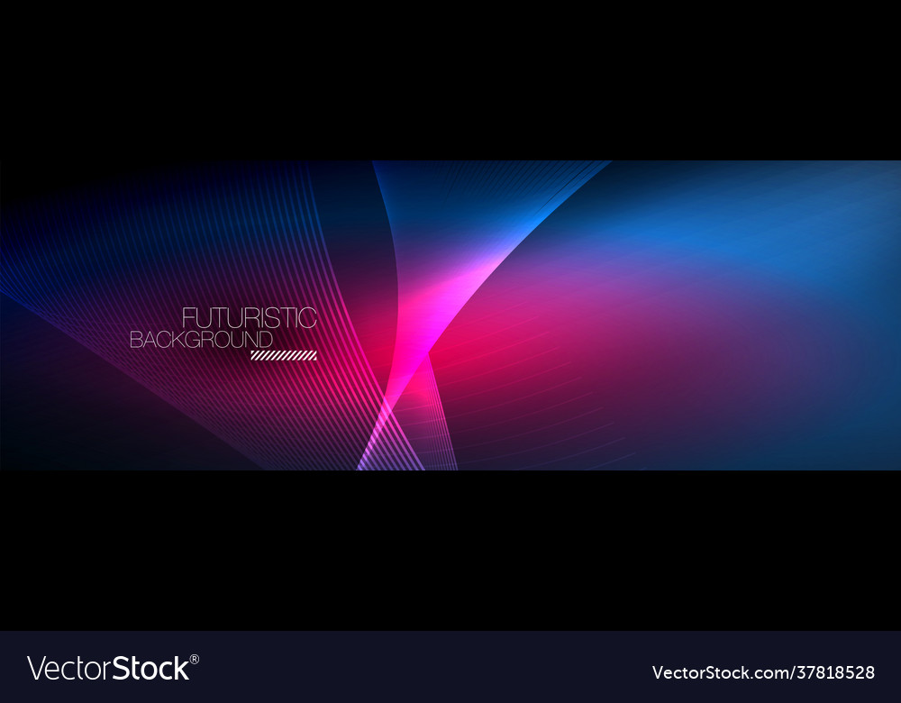 Abstract neon glowing light in dark with waves Vector Image