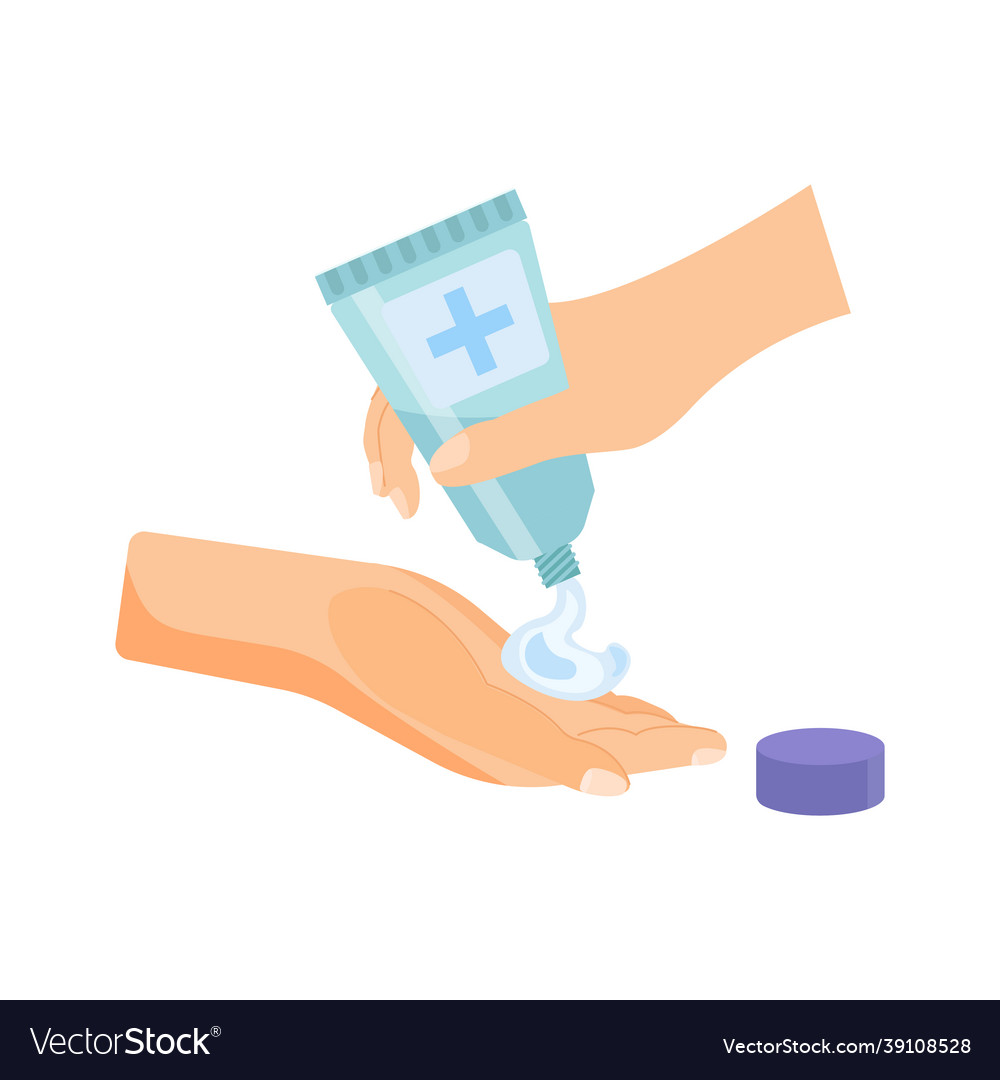 Applying disinfectant cream composition Royalty Free Vector