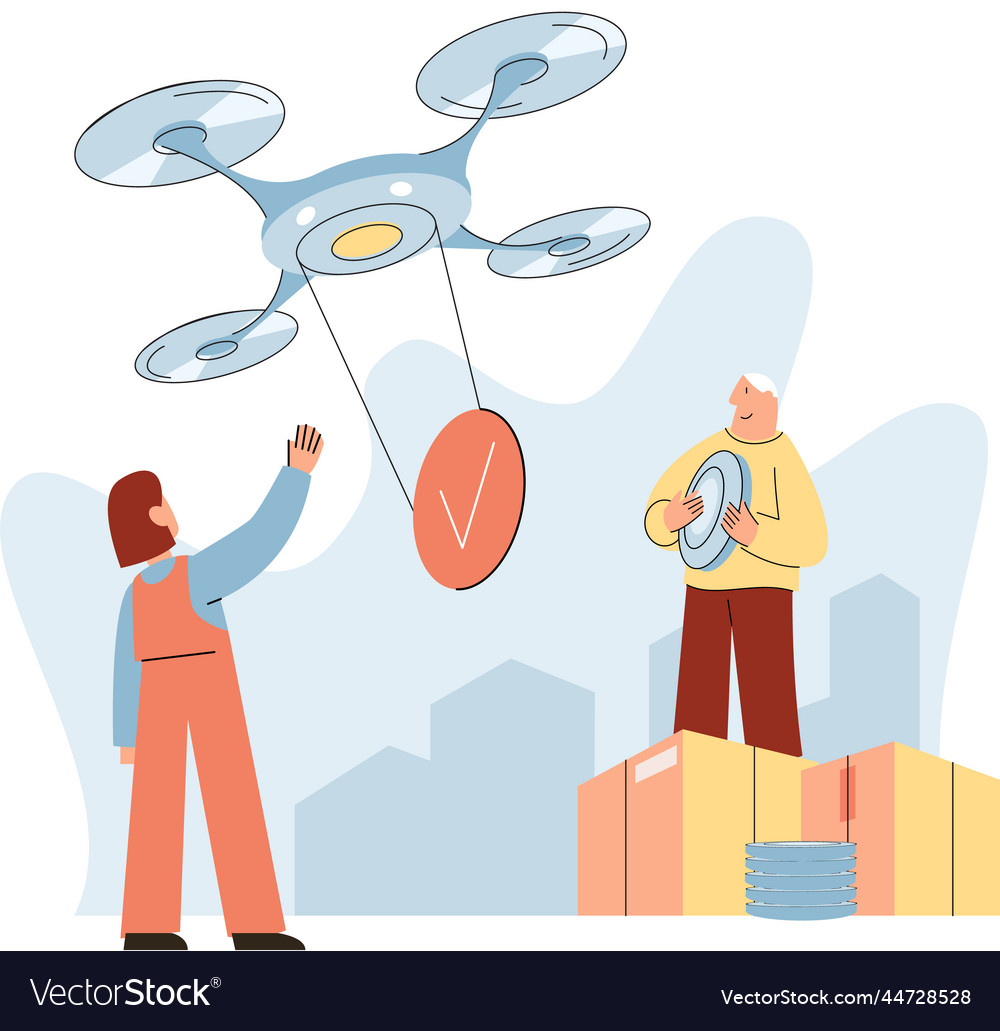 Automation and development of delivery process vector image Automation and development of delivery process