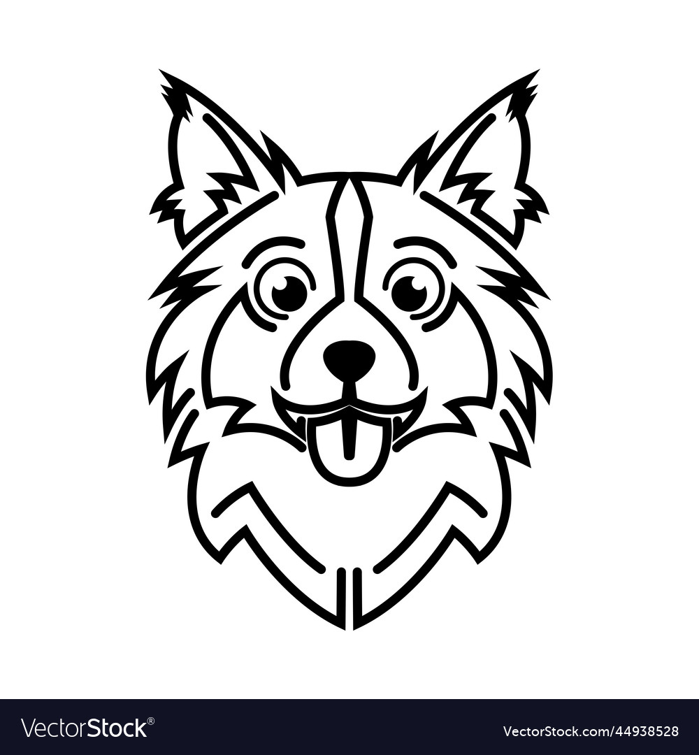 Black and white line art of dog head good use