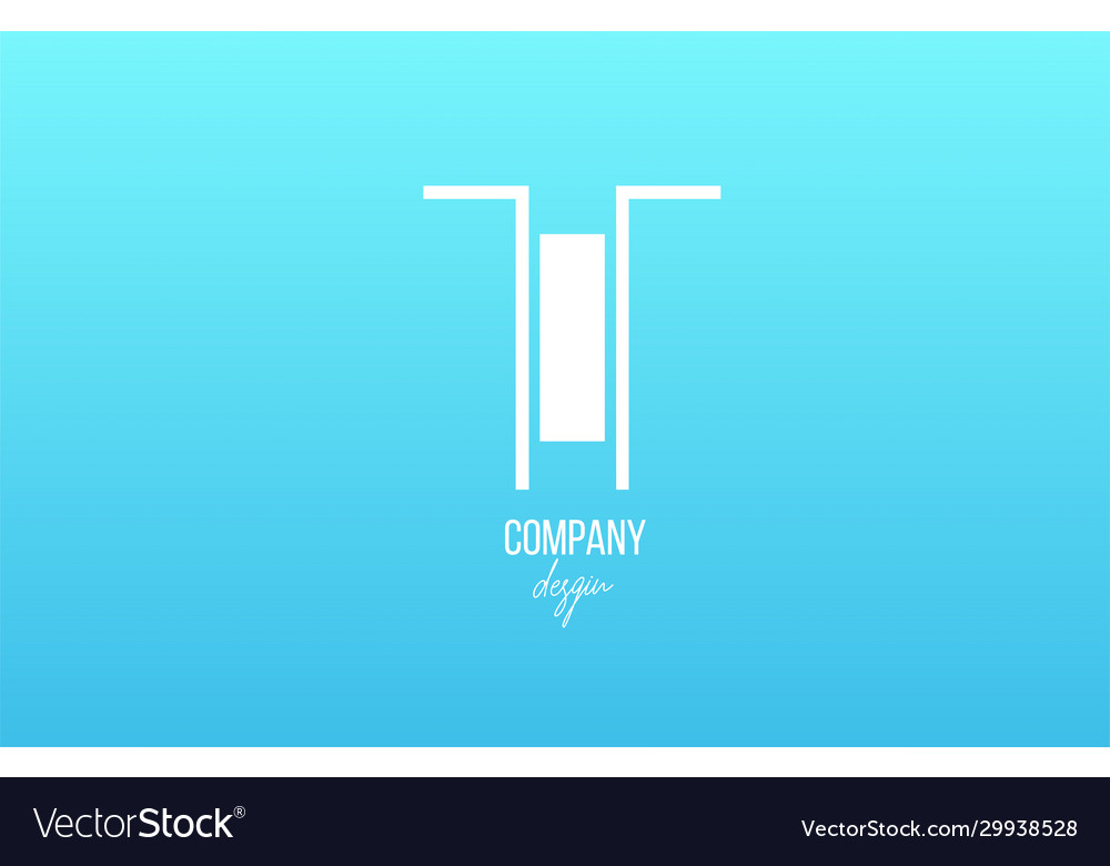 Blue white t alphabet letter logo icon with line