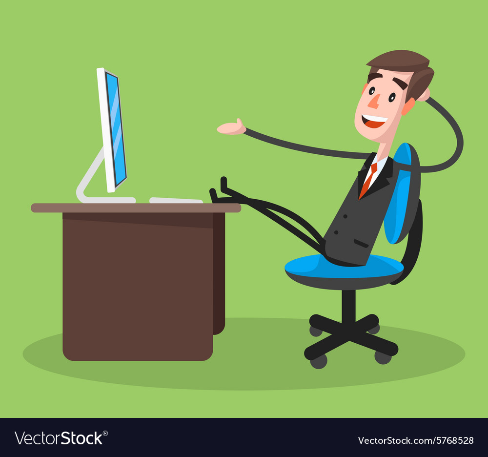Businessman smiling using computer