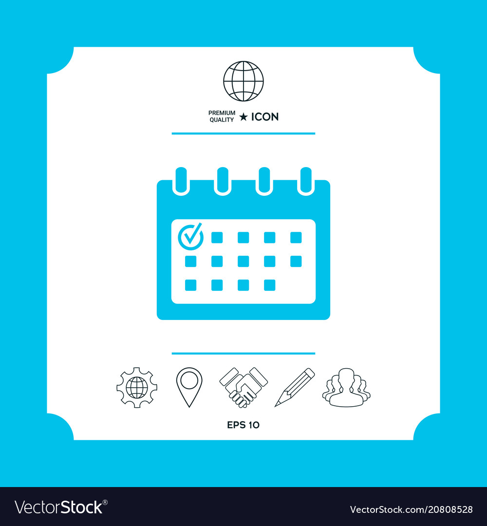 Calendar icon with check mark vector image Calendar icon with check mark