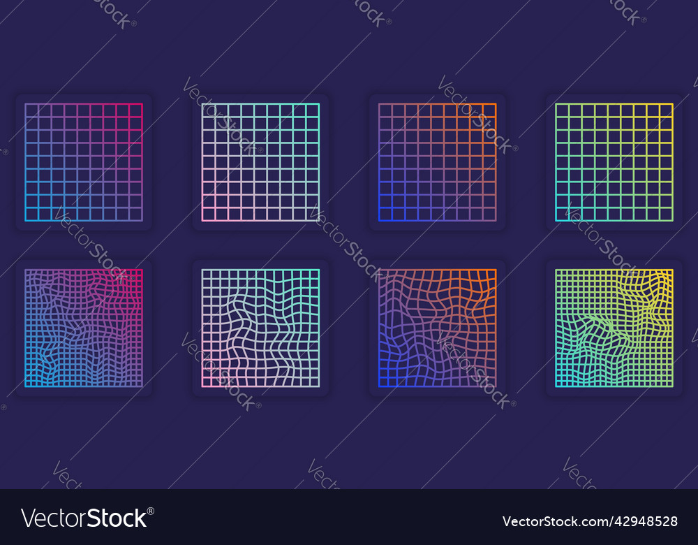 Distorted grid square neon pattern abstract