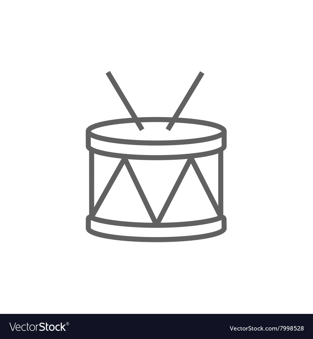 Drum with sticks line icon