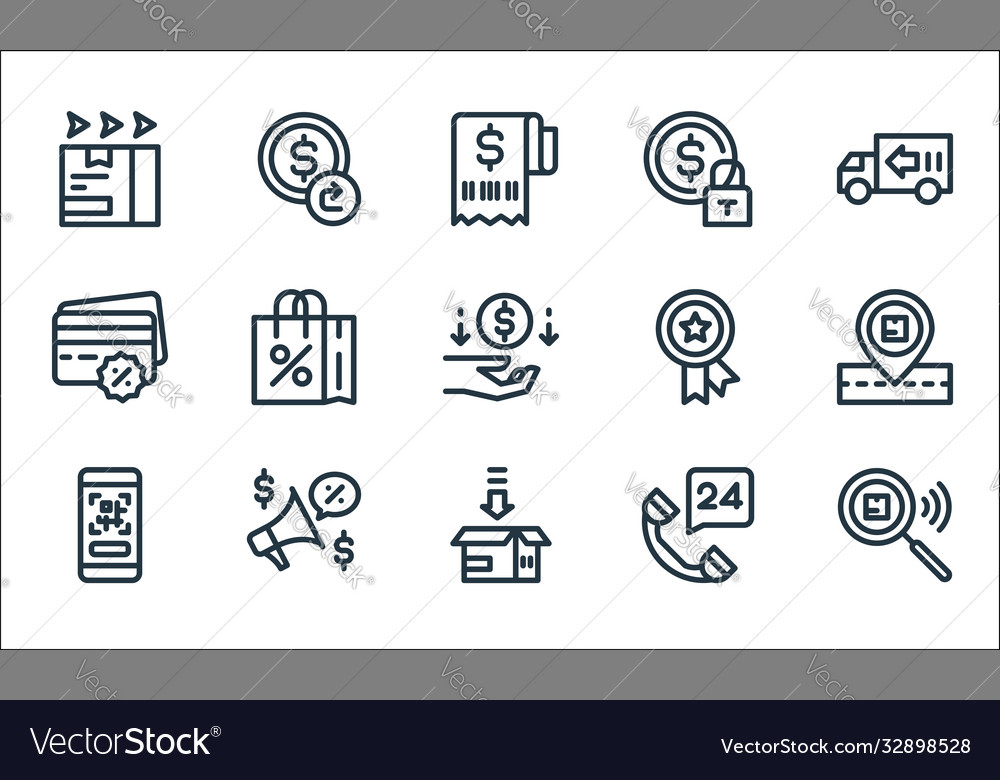 Ecommerce line icons linear set quality vector image Ecommerce line icons linear set quality