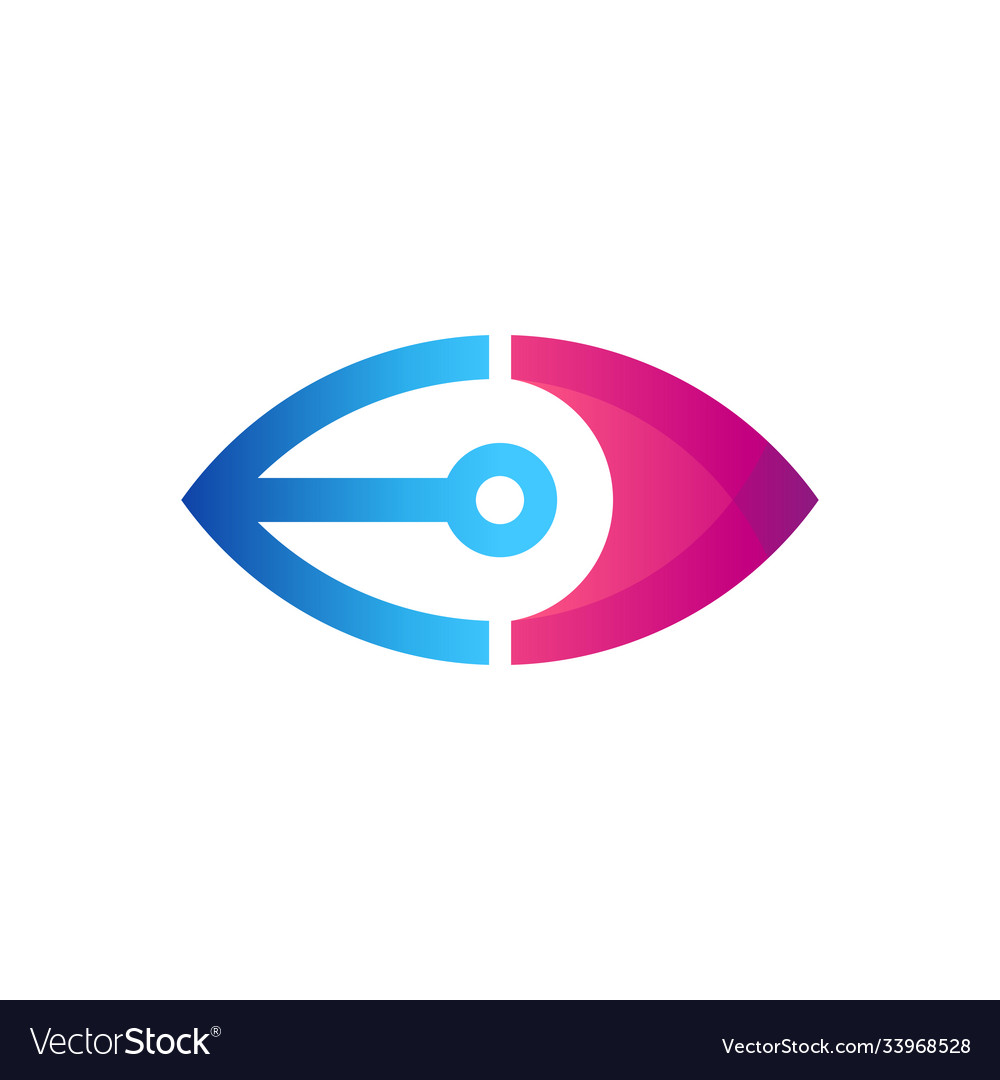 Eye letter e technology logo template Royalty Free Vector