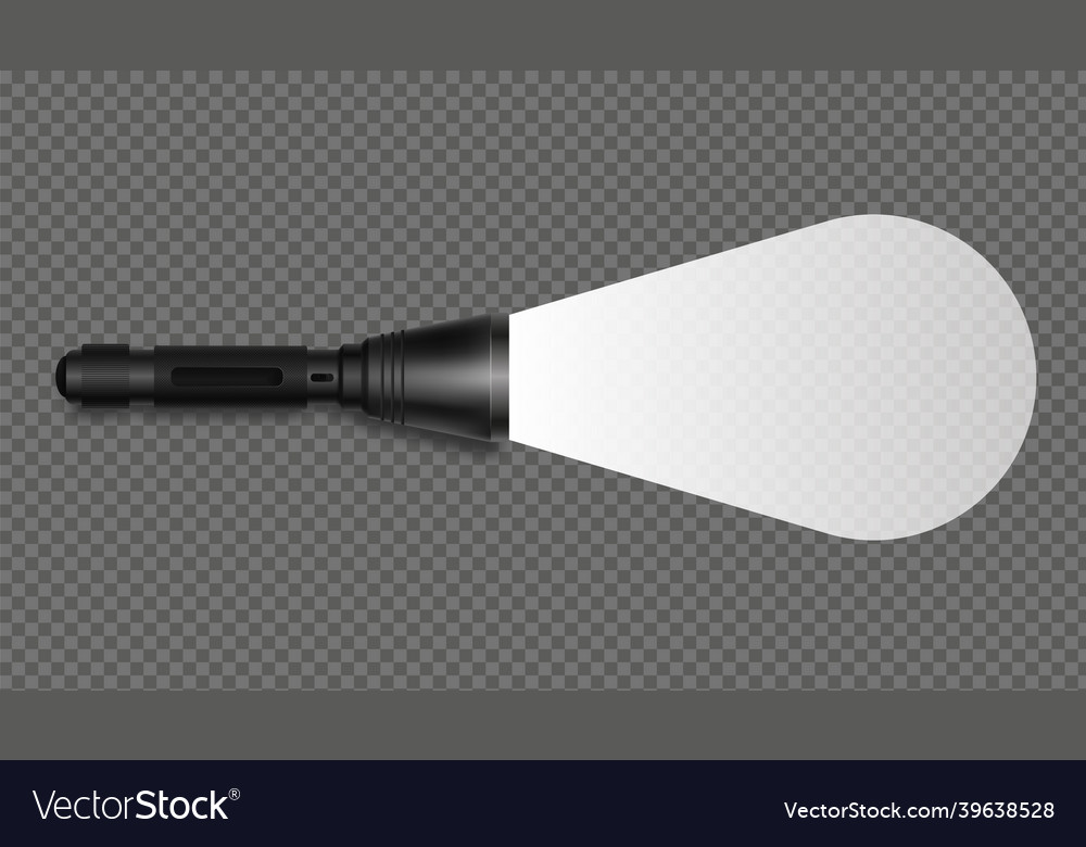 Flashlight with light on isolated template