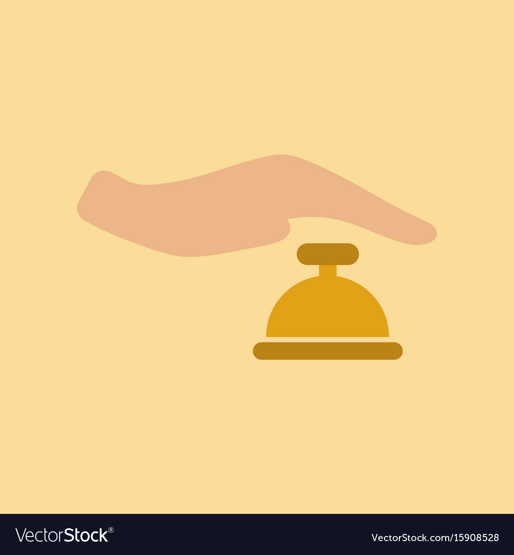 Flat icon on stylish background hand bell