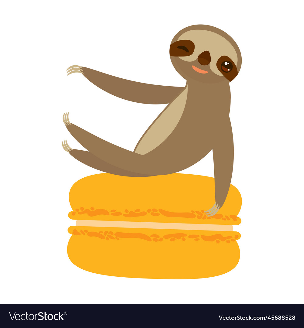 Funny And Cute Smiling Three Toed Sloth With Vector Image