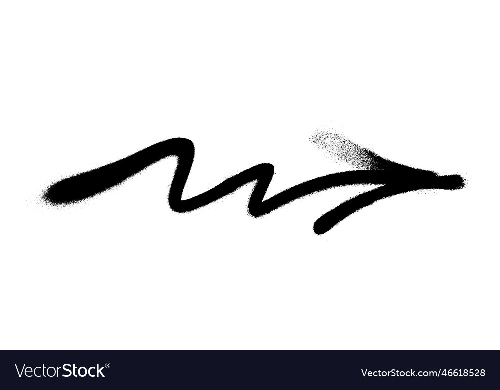 Graffiti arrow with overspray in black over white Vector Image