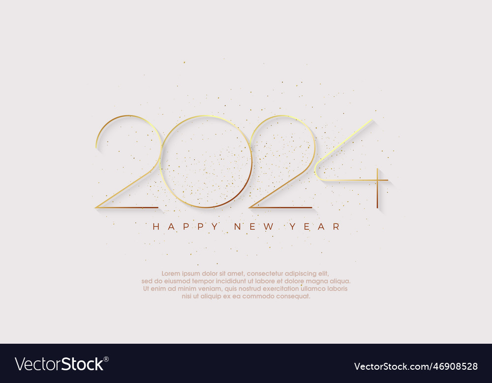 Happy new year 2024 with luxury golden thin Vector Image