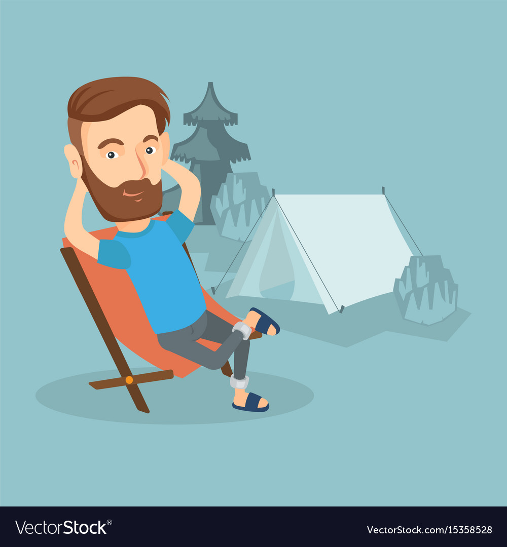 Man sitting in folding chair the camp