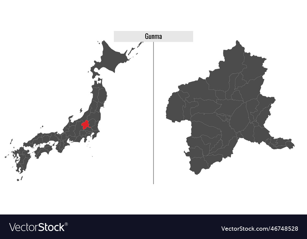 Map of gunma prefecture of japan Royalty Free Vector Image