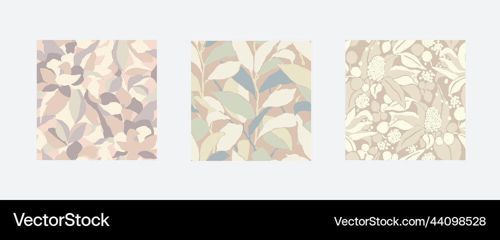 Nature seamless patterns 3 designs set Royalty Free Vector