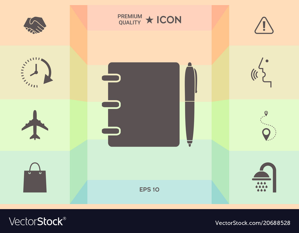 Notebook address phone book with pen symbol icon