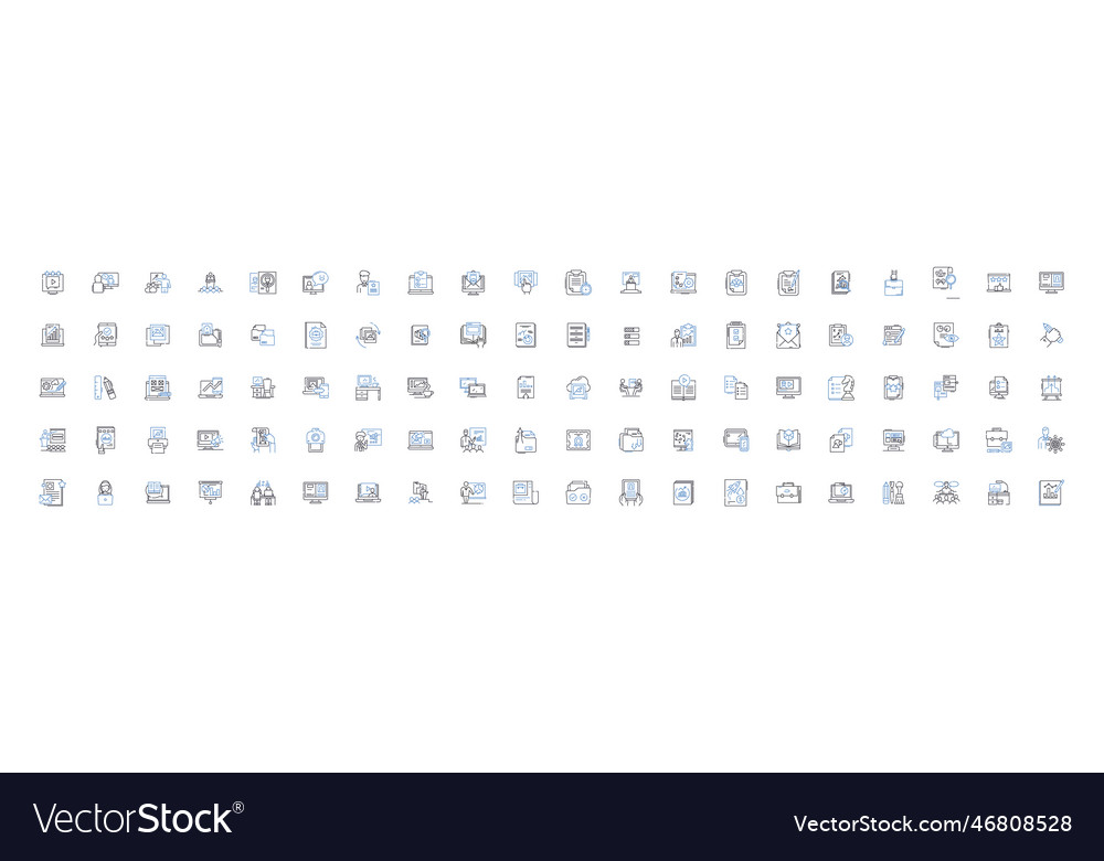 Performance line icons collection prodigy vector image Performance line icons collection prodigy