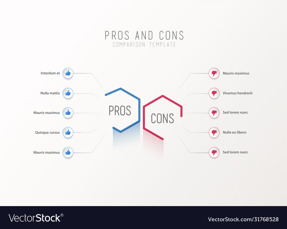 Pros and cons comparison template light template Vector Image