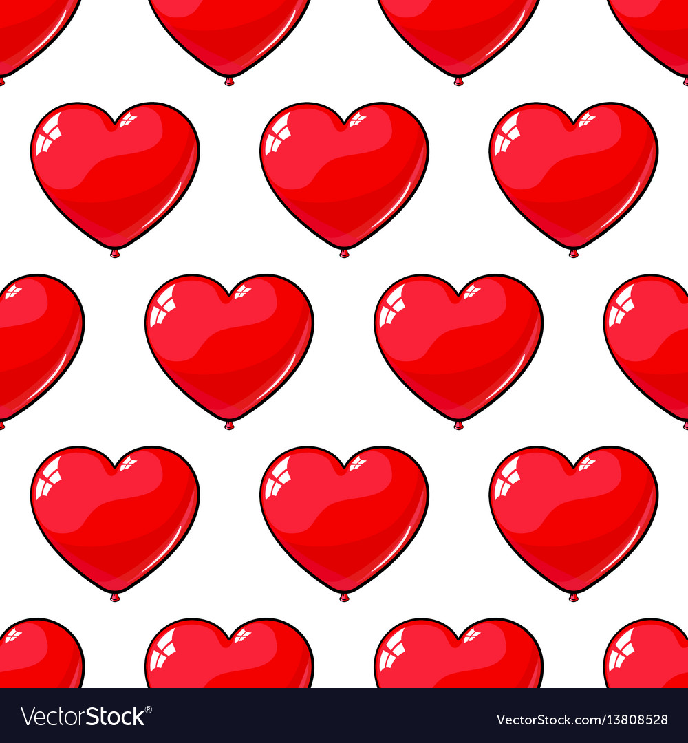 Seamless pattern of red balloons in the shape