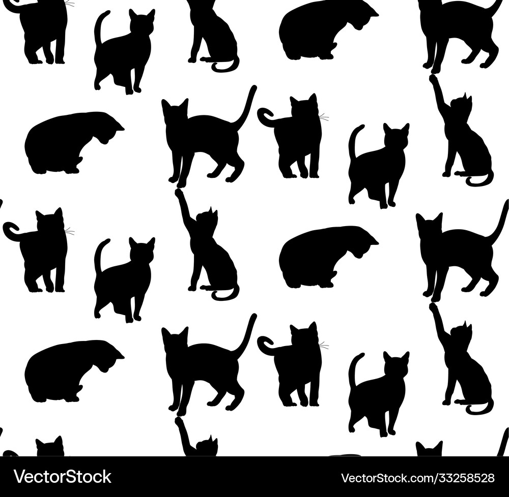 Seamless pattern silhouette cat Royalty Free Vector Image