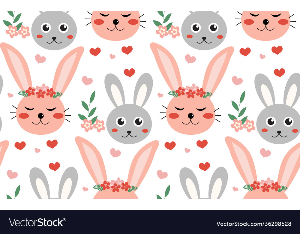 Seamless spring pattern with rabbits