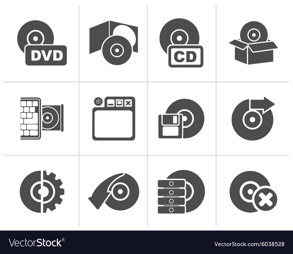 Silhouette computer media and disk icons