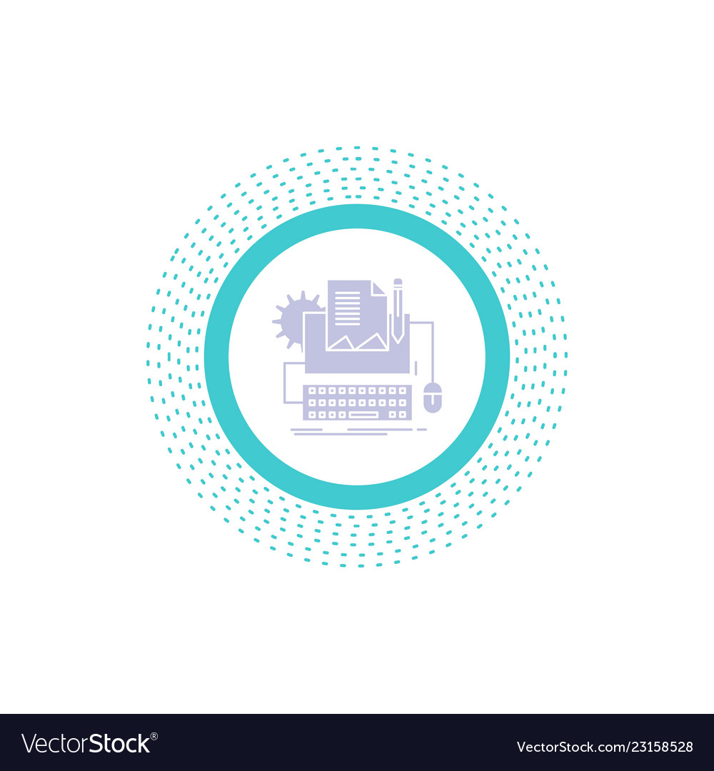 Type writer paper computer keyboard glyph vector image Type writer paper computer keyboard glyph
