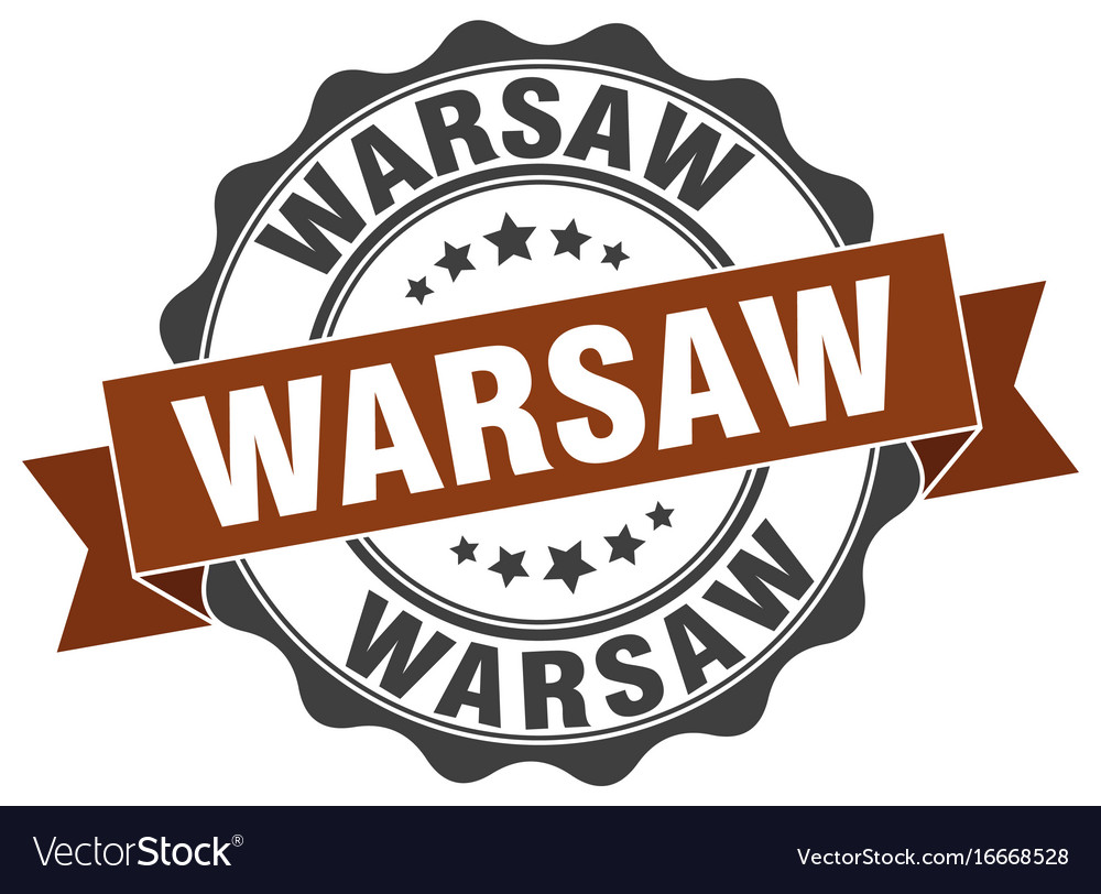 Warsaw round ribbon seal Royalty Free Vector Image