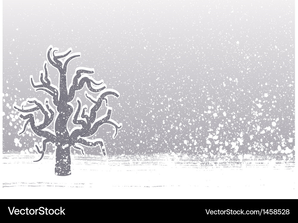 Winter tree grunge background Royalty Free Vector Image