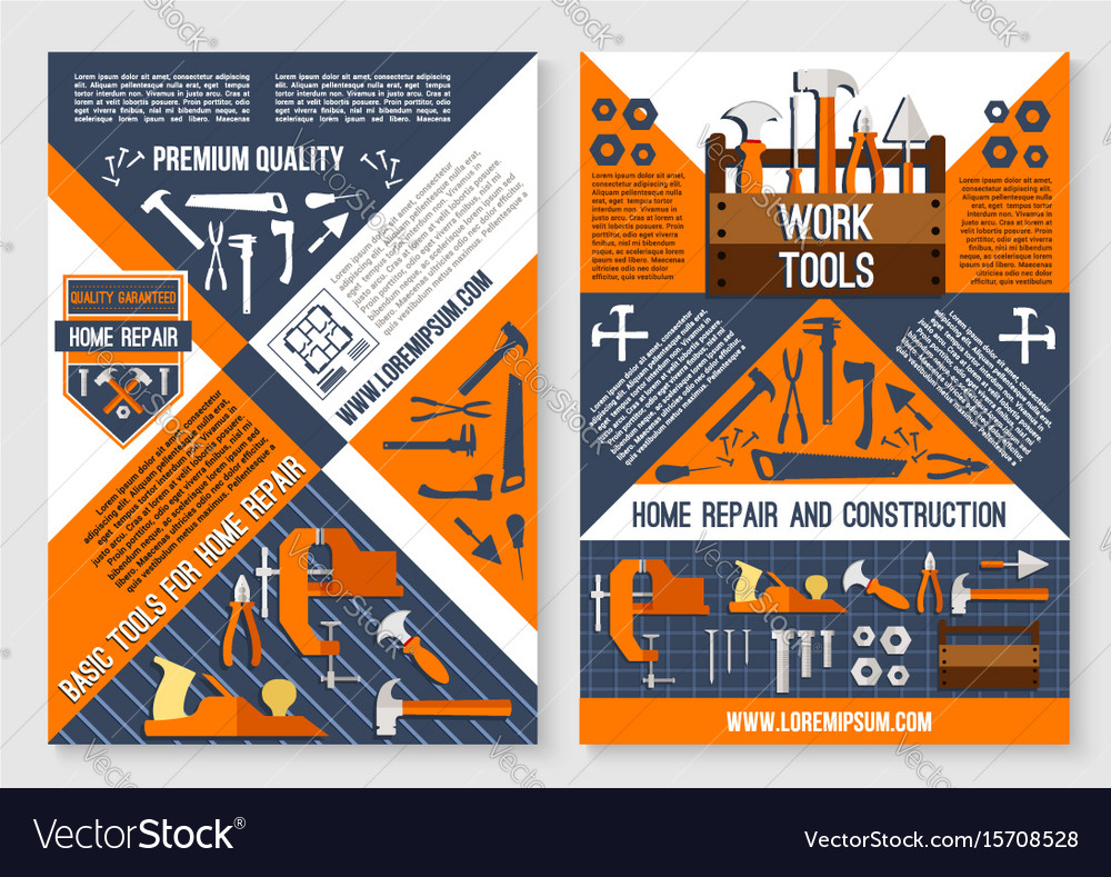 Work tool for home repair and construction poster Vector Image