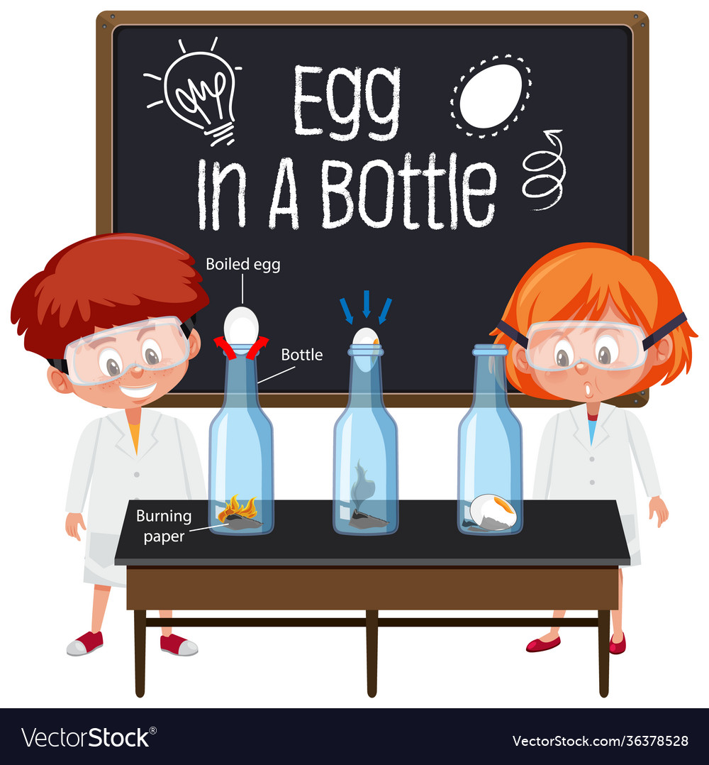 Young scientist explaining science experiment vector image Young scientist explaining science experiment