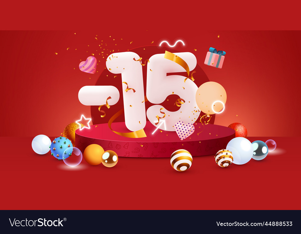 15-percent-off-discount-creative-composition-vector-image