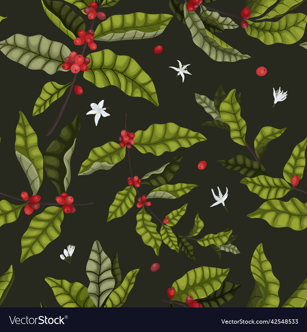 A seamless pattern with leaves flowers